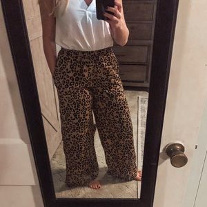CHEETAH PRINT SILK WIDE LEGGED PANT